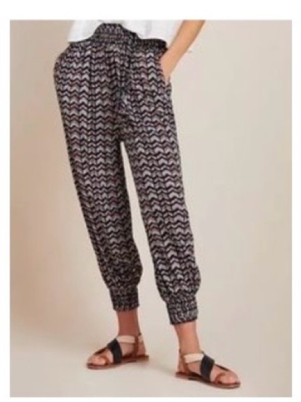 Anthropologie Black, Pink & White Chevron Joggers Boho Size Small - Picture 12 of 12